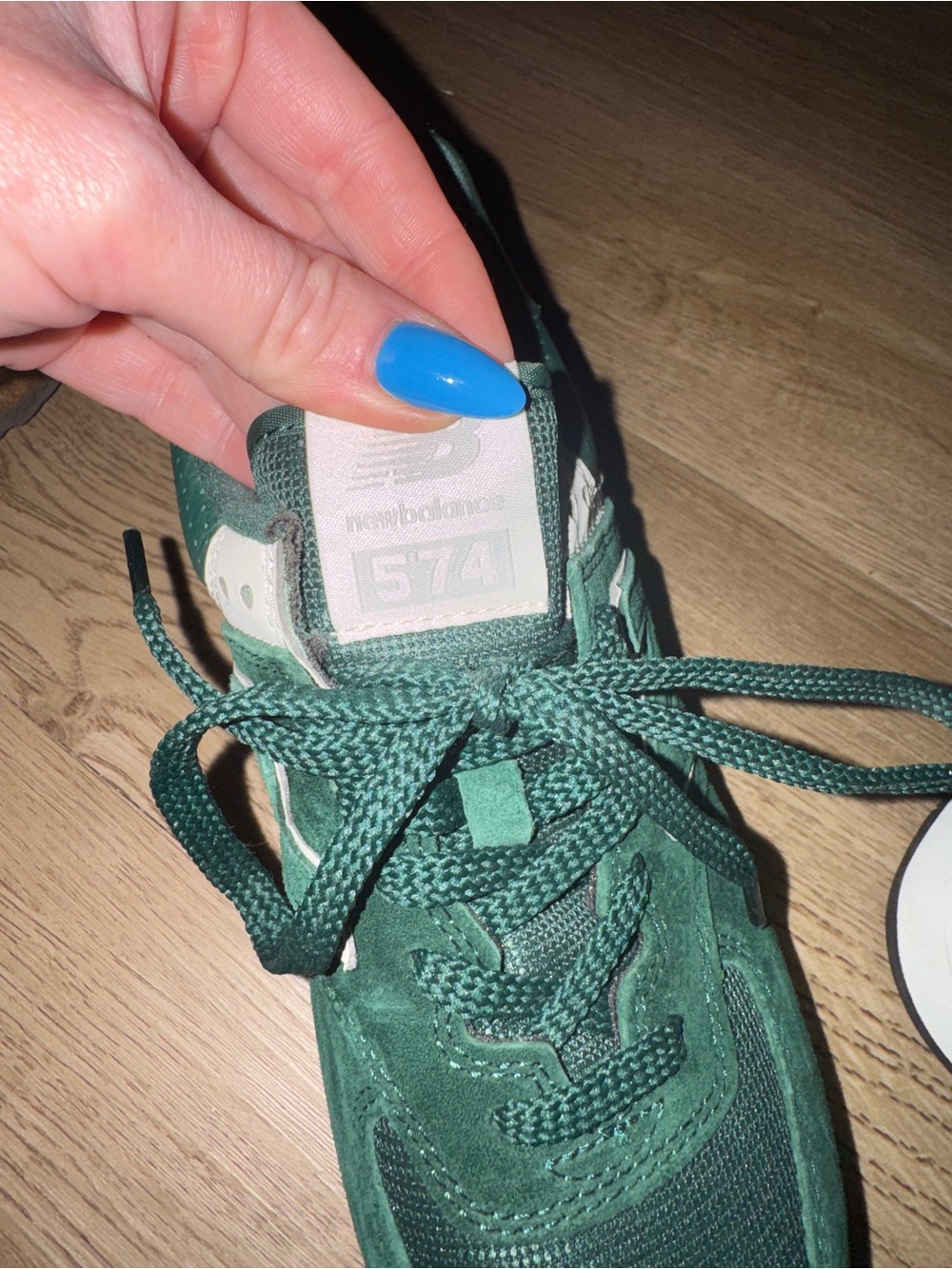 New Balance Kids 574 Forest Green Lace-Up Sneakers - Picture 3 of 5
